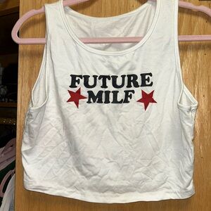 White Sleeveless Graphic Top